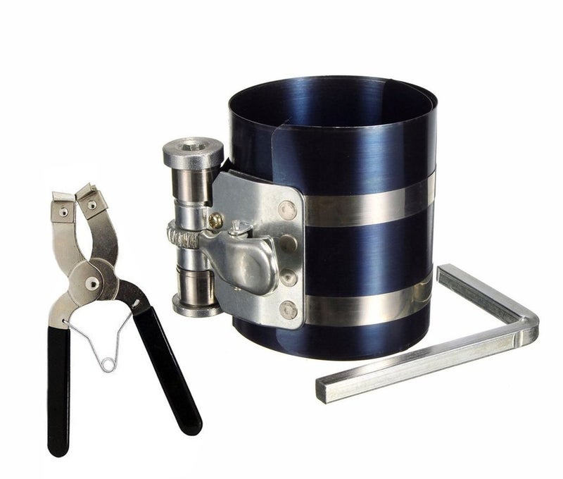 TcJ-Chen 3" Car Engine Piston Ring Compressor Tool & Piston Ring Pliers with Adjustable Safety Screws - Image 1
